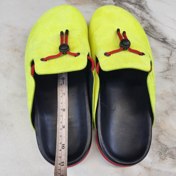BUSCEMI Neon Suede Clogs Slides Slippers Men's Size 43 Red/Neon/Black - Picture 11 of 13